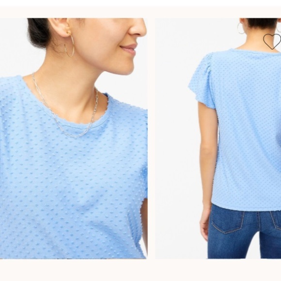 J. Crew Factory Tops - J Crew Factory LARGE Blouse Blue Swiss dot Flutter Sleeve Romantic Work Office